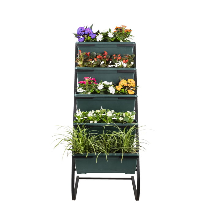 Hanah Home Rs-001 Maceta Decorativa de Jardín, Metal, 56x130x85 cm, Verde Oscuro y Negro